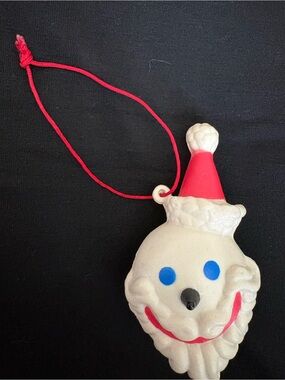 Vintage Santa Face Ornament - White w/Red Hat & original red cord